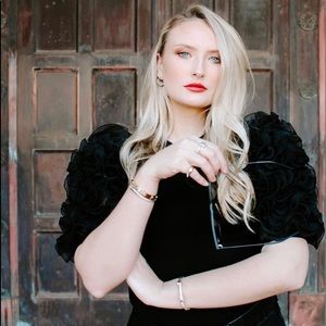 Zara black tulle puff sleeve top